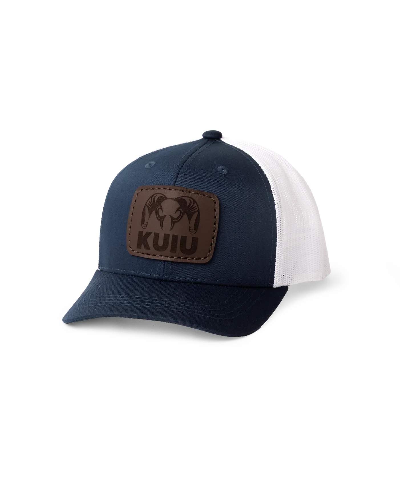 Youth Leather Patch Mesh Back Hat | Navy/White