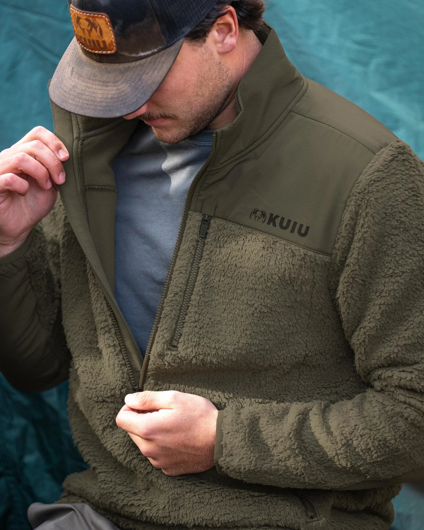 Sherpa Fleece Zip Pullover | Asphalt