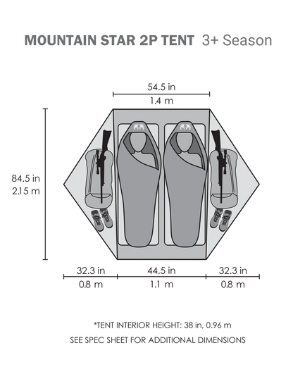 Mountain Star 2 Person Tent | Gunmetal-Orange