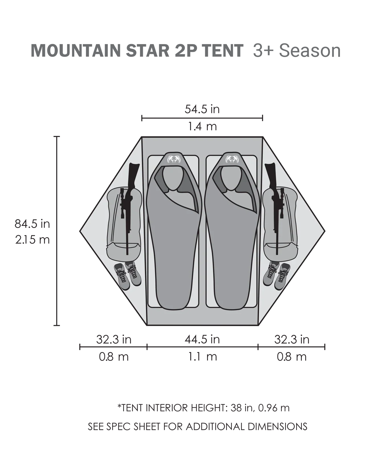 Mountain Star 2 Person Tent | Gunmetal-Camel