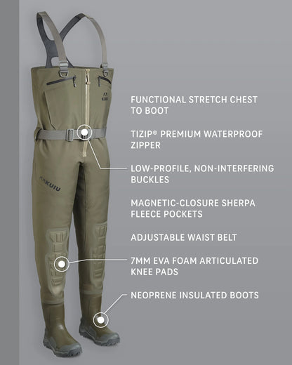 KUIU PRO HD Flex Zip Wader | Ash