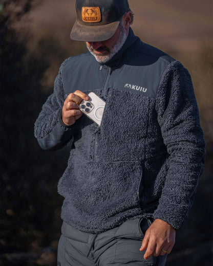Sherpa Fleece Zip Pullover | Grizzly