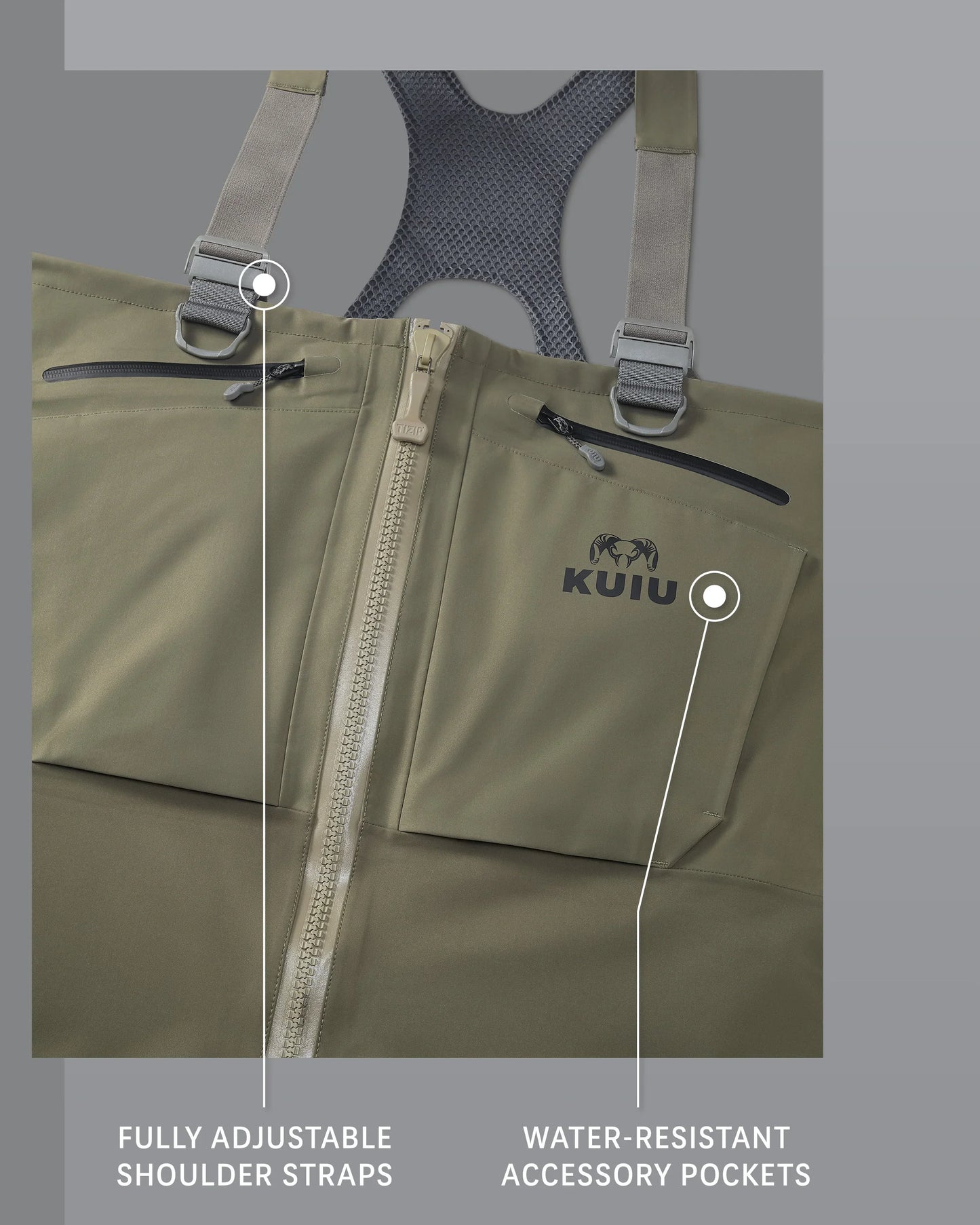 KUIU PRO HD Flex Zip Wader | Ash