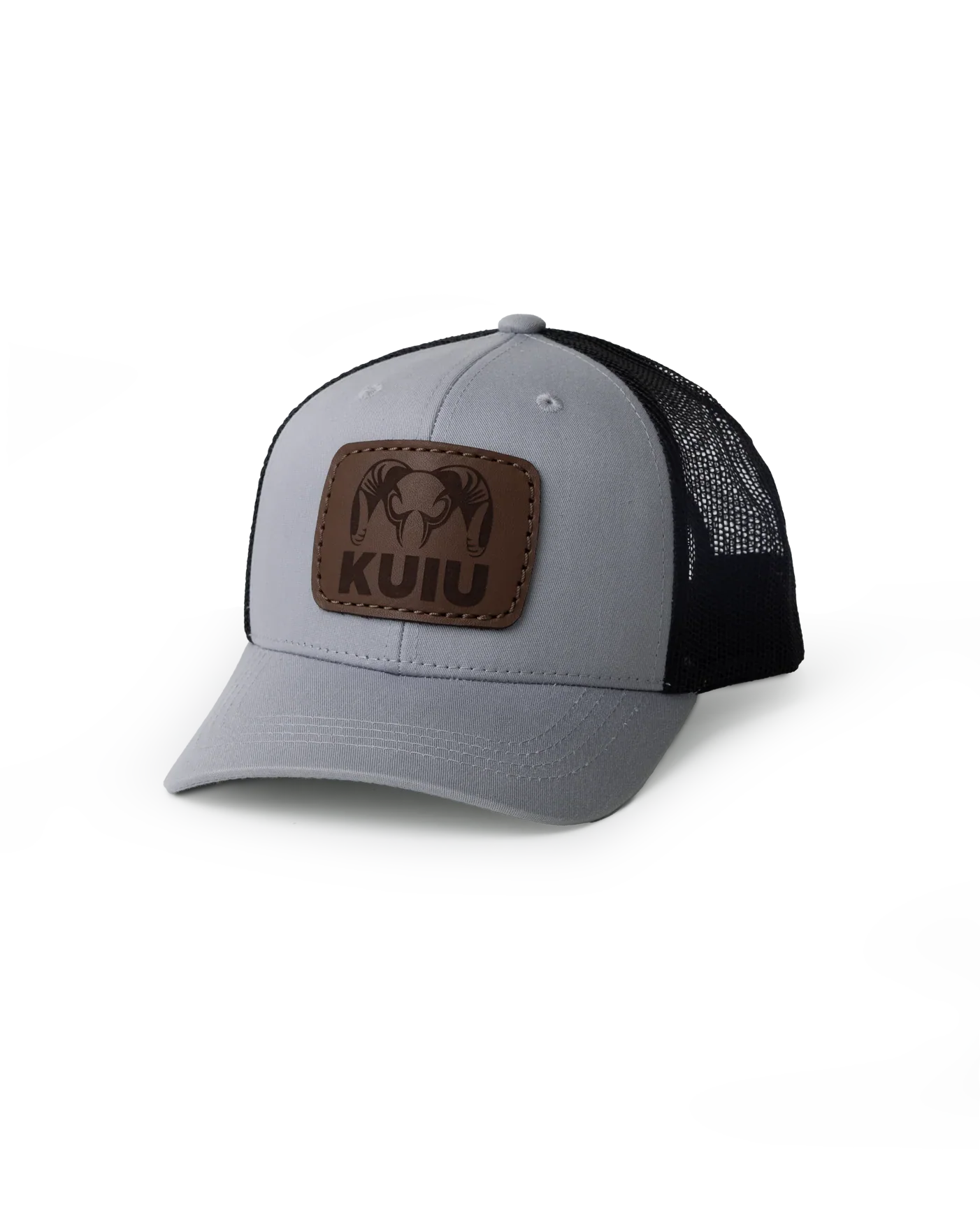 Youth Leather Patch Mesh Back Hat | Heather Grey/Black