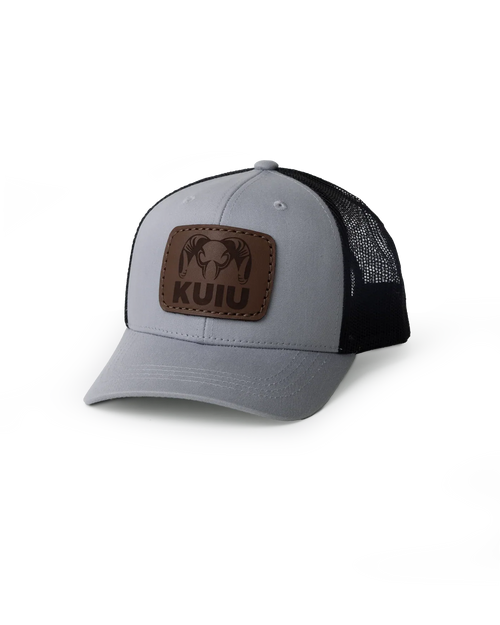 Youth Leather Patch Mesh Back Hat | Heather Grey/Black